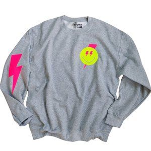 Smiley Face Lightning Bolt Crewneck Sweatshirt
